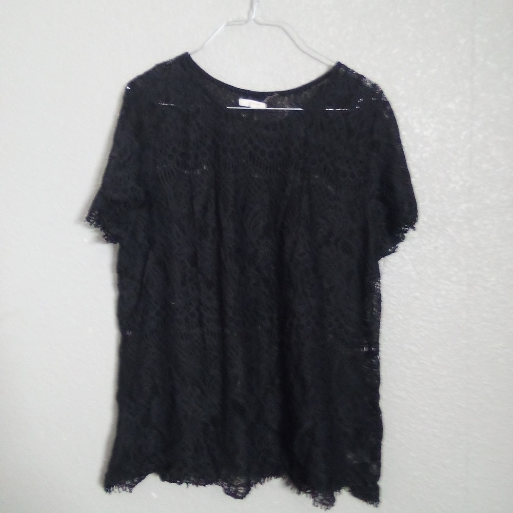 Maurices Black Short Sleeve Blouse ( Bag M ) - Picture 2 of 4
